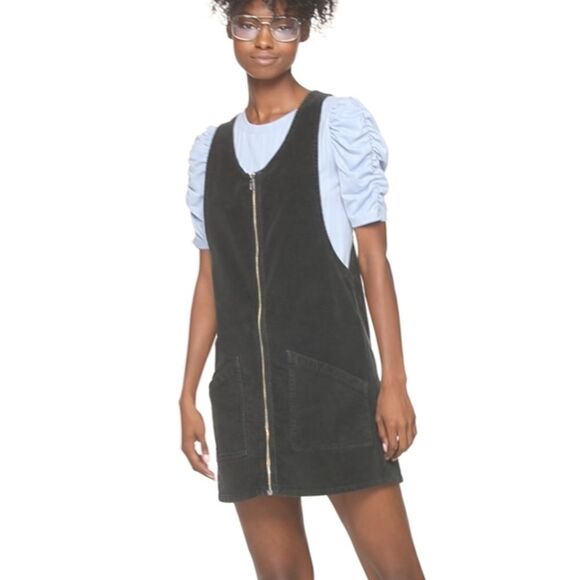 JUNIORS SO ZIP DOWN WOVEN PINAFORE DRESS - Picture 2 of 8